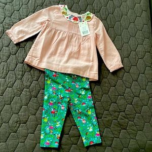 NWT Boden, Woven too & leggings set, 6-9 months